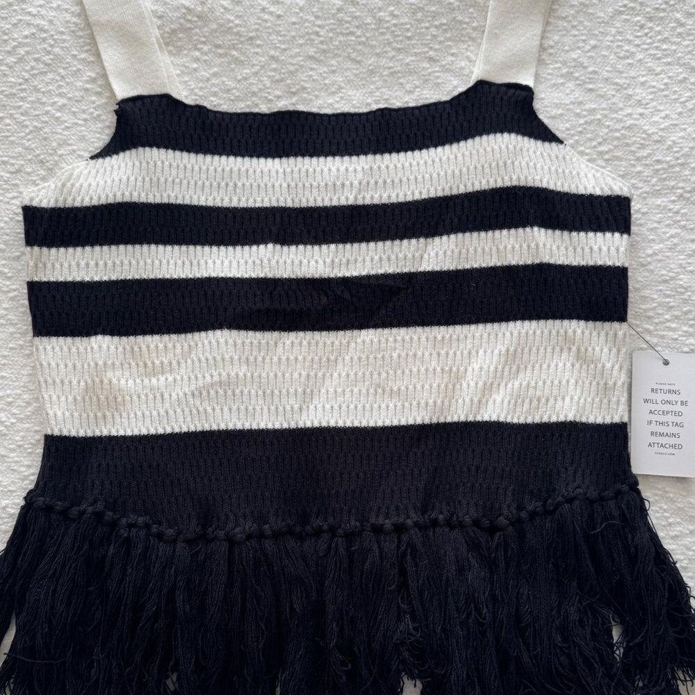 Eloquii Knit Sweater Tank with Fringe Detail